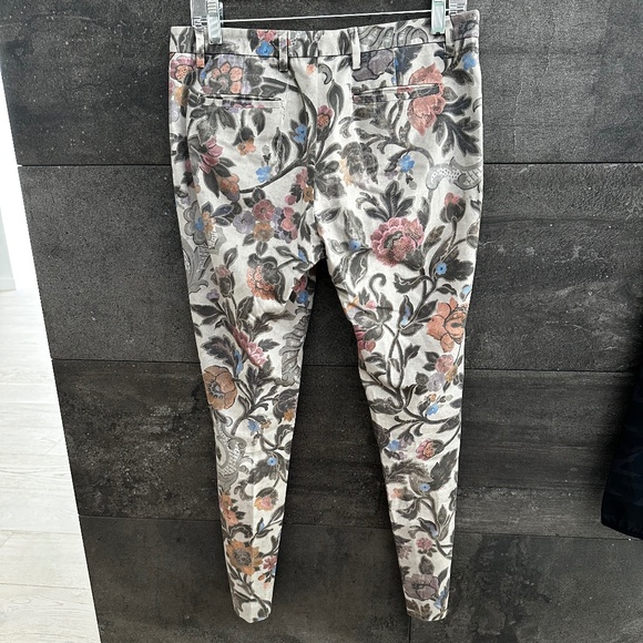 Dries Van Noten Gray Floral Pants With Ankle Zippers Size 36 - Picture 8 of 13